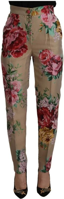 Dolce & Gabbana, Dames, Broeken, Beige, Maat: 3XS Zijde,