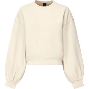 Pinko, Dames, Sweatshirts & Hoodies, Beige, Maat: L Katoen,