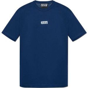 Versace Jeans Couture, Heren, Tops, Blauw, Maat: 2XL Katoen,