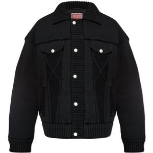 Kenzo, Heren, Jassen, Zwart, Maat: M Katoen,