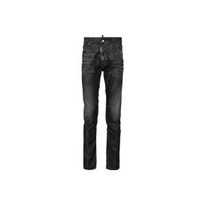 Dsquared2 Zwarte Slim Fit Katoenen Jeans met Vervaagd Effect , Black , Heren , Maat: L