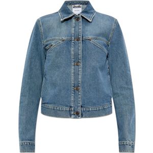 Moschino, Dames, Jassen, Blauw, Maat: 2XS Denim,
