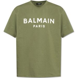 Balmain T-shirt met logo , Green , Heren , Maat: S