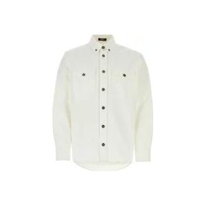 Versace Witte Denim Overhemd - Klassiek Model , White , Heren , Maat: L