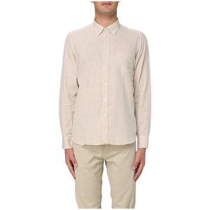 Manuel Ritz, Heren, Overhemden, Beige, Maat: L Linnen,
