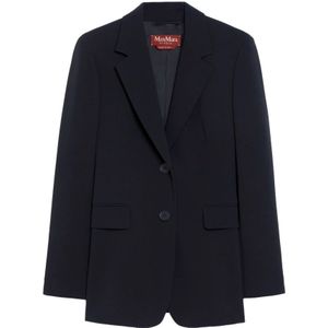 Max Mara Studio, Dames, Jassen, Blauw, Maat: L Leer,