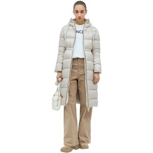 Moncler, Dames, Mantels, Beige, Maat: L Polyamide,