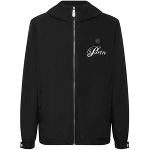 Philipp Plein, Heren, Jassen, Zwart, Maat: XS Nylon,