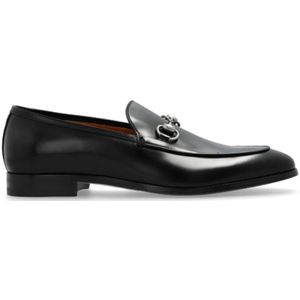 Gucci Zwarte Horsebit Loafers Geborsteld Leer , Black , Heren , Maat: 42 1/2 EU