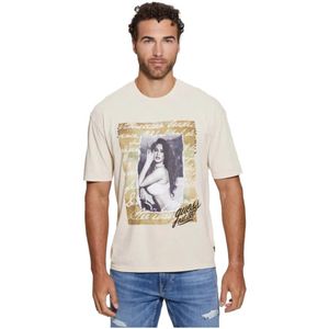 Guess, Heren, Tops, Beige, Maat: S Katoen,