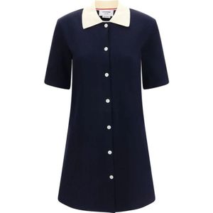Thom Browne, Dames, Jurken, Blauw, Maat: S Katoen,