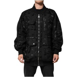 Dolce & Gabbana, Heren, Jassen, Zwart, Maat: 4XL Poliester,