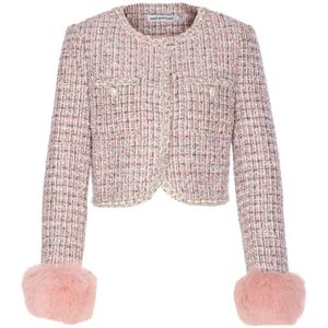 Self Portrait, Dames, Jassen, Roze, Maat: 2XS Tweed,