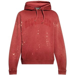 Dsquared2, Heren, Sweatshirts & Hoodies, Rood, Maat: M Katoen,