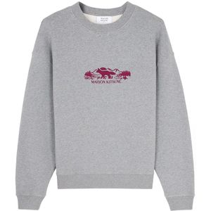 Maison Kitsuné, Heren, Sweatshirts & Hoodies, Grijs, Maat: XL Katoen,