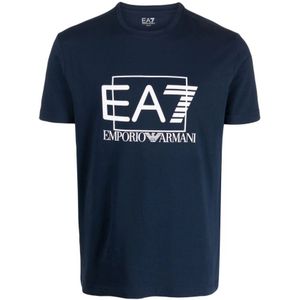 Emporio Armani Ea7, Heren, Tops, Blauw, Maat: 2XL Katoen,