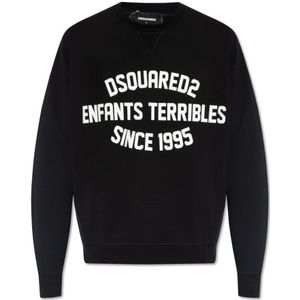 Dsquared2, Heren, Sweatshirts & Hoodies, Zwart, Maat: L Katoen,
