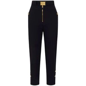 Elisabetta Franchi, Dames, Broeken, Zwart, Maat: XS Polyamide,