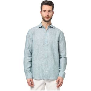 Bugatti, Heren, Overhemden, Groen, Maat: 2XL Linnen,