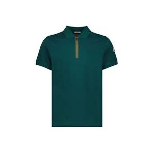 Moncler Zip Polo Classic Short Sleeve , Green , Heren , Maat: M