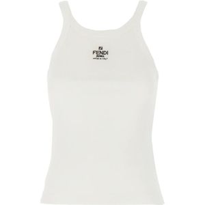 Fendi, Dames, Tops, Wit, Maat: S Katoen,