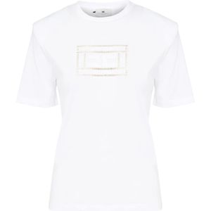 Elisabetta Franchi, Dames, Tops, Wit, Maat: XS Katoen,