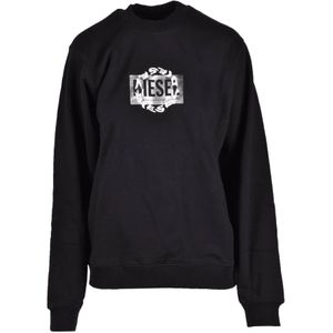 Diesel, Dames, Sweatshirts & Hoodies, Zwart, Maat: M Katoen,