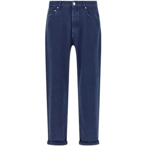 Brunello Cucinelli, Heren, Jeans, Blauw, Maat: XL Suède,