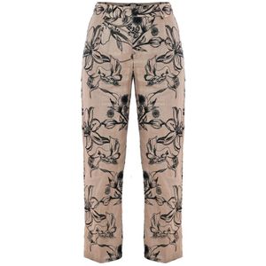 Kocca, Dames, Broeken, Beige, Maat: M Linnen,