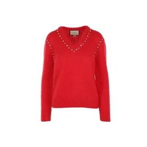 Gucci Rode Mohair Trui met Studs , Red , Dames , Maat: M