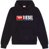 Diesel, Heren, Sweatshirts & Hoodies, Zwart, Maat: 2XL Katoen,