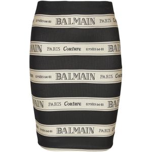 Balmain Korte jacquardrok met lintmotief , Black , Dames , Maat: L