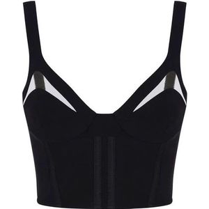 Elisabetta Franchi, Dames, Tops, Zwart, Maat: XS Tulle,