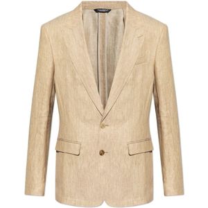 Dolce & Gabbana, Heren, Jassen, Beige, Maat: L Linnen,