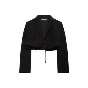 Jacquemus Zwarte Croissant Blazer , Black , Dames , Maat: M