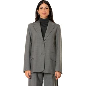 Semicouture, Dames, Jassen, Grijs, Maat: M Leer,