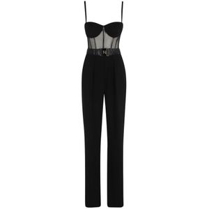 Elisabetta Franchi, Dames, Jumpsuits & Playsuits, Zwart, Maat: L Vinyl,