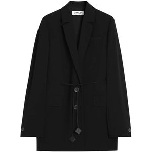 Lanvin, Dames, Jassen, Zwart, Maat: S Wol,