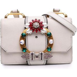 Miu Miu Pre-owned, Dames, Pre-owned, Wit, Maat: ONE Size Leer,