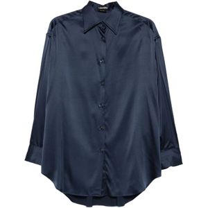 Tom Ford, Dames, Blouses & Shirts, Blauw, Maat: 2XS