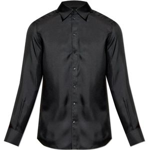 Dolce & Gabbana, Heren, Overhemden, Zwart, Maat: M Zijde,