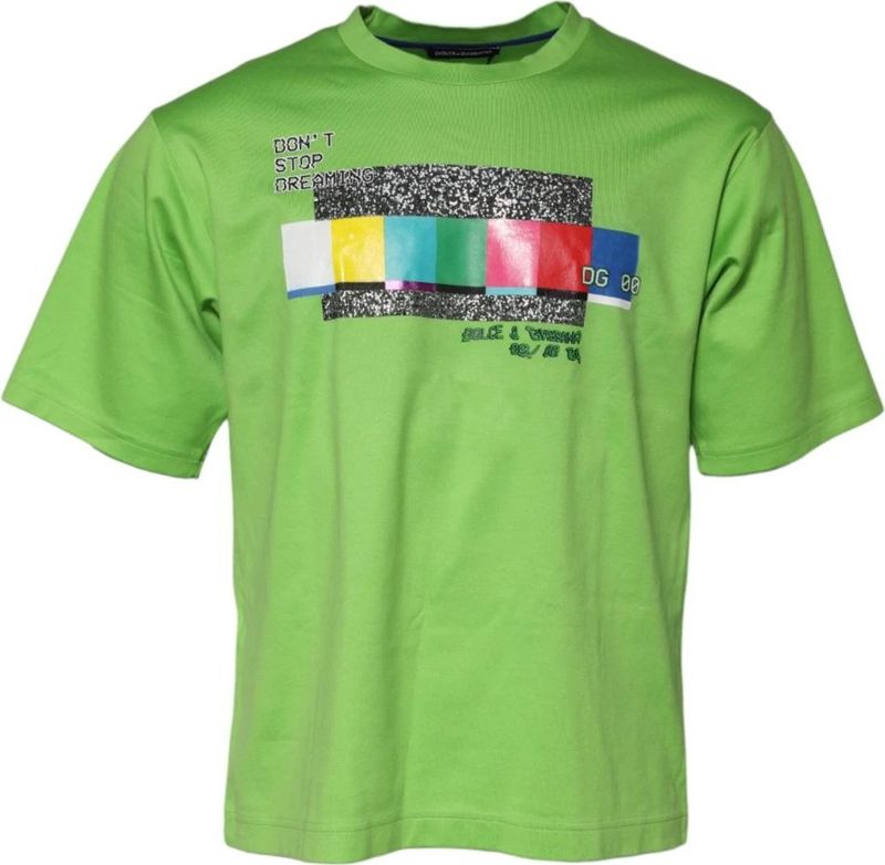 Dolce & Gabbana - DG TV Channel Print - T-shirt - Groen - Katoen