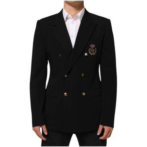 Dolce & Gabbana, Heren, Jassen, Zwart, Maat: L Wol,