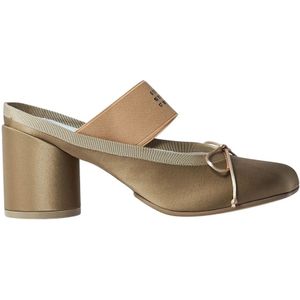MM6 Maison Margiela - Logo Elastic Muiltjes - Beige - Polyester