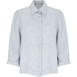 Peserico, Dames, Blouses & Shirts, Blauw, Maat: M Linnen,