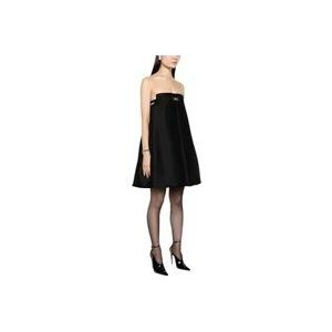 Versace Zwarte trapeze jurk van wol en zijde met Medusa gesp , Black , Dames , Maat: XS