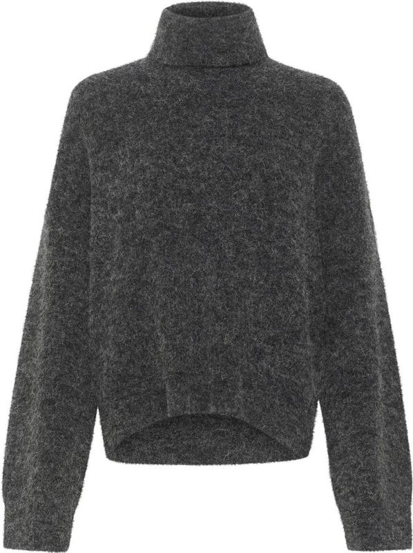 Gestuz - Alphagz Rollneck Noos - Gebreide Trui - Charcoal Melange - Mix van Alpaca, Wol, Polyester en Elastaan