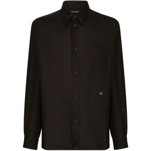 Dolce & Gabbana, Heren, Overhemden, Zwart, Maat: 2XL Katoen,