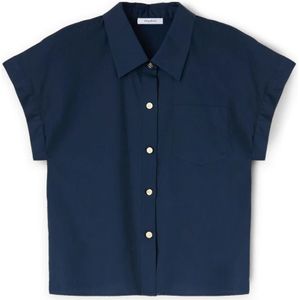 Motivi, Dames, Blouses & Shirts, Blauw, Maat: 2XS Katoen,