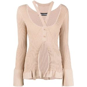 Andrea Adamo, Dames, Truien, Beige, Maat: L Viscose,